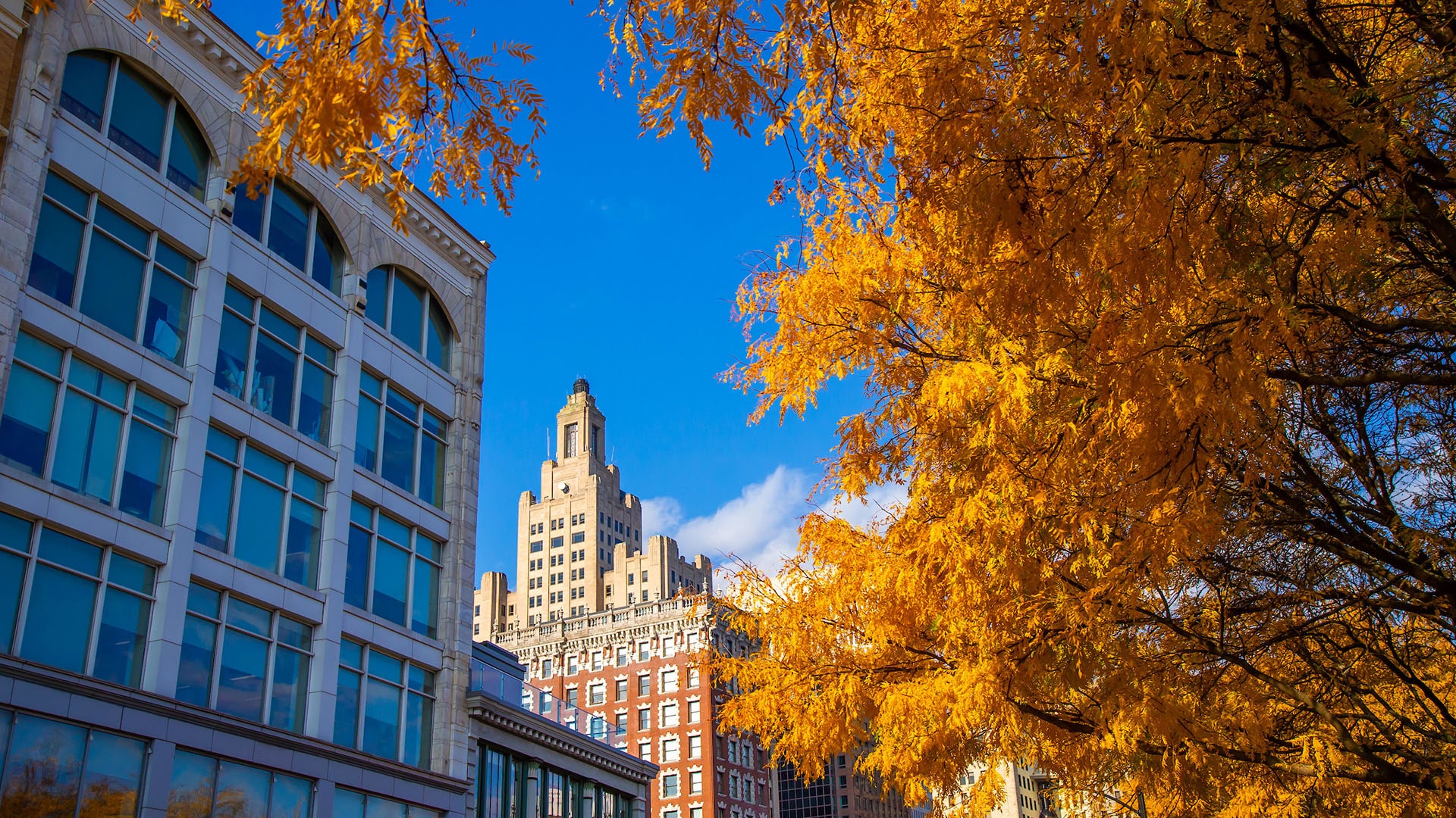 Gaebe Commons in the fall