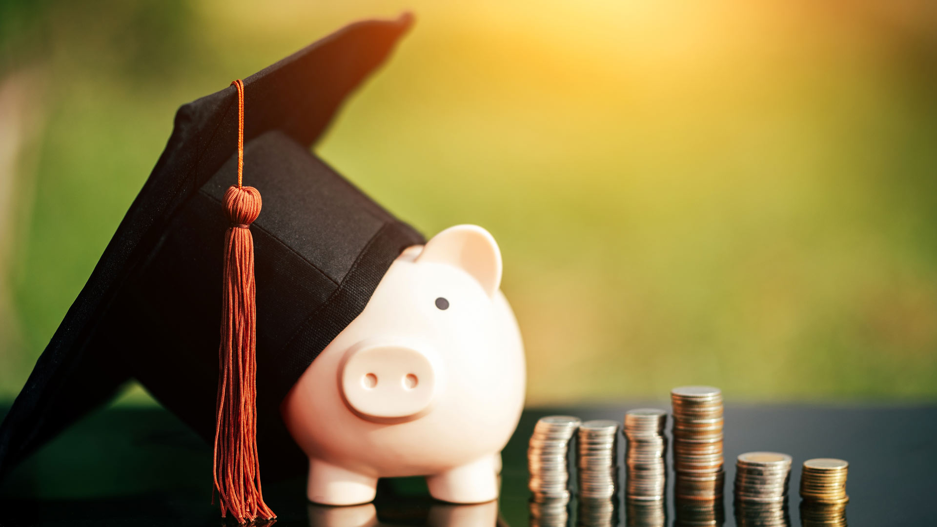 image of a piggy bank wearing a graduation mortarboard