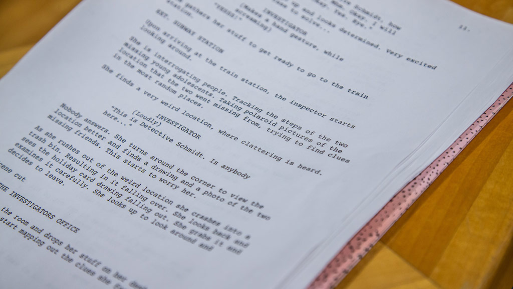 A closeup of a movie script