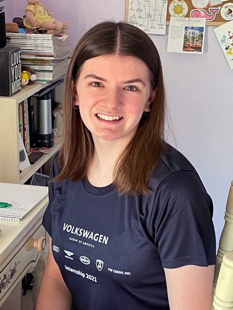 Mary Beth Clarke at her Volkswagon internship