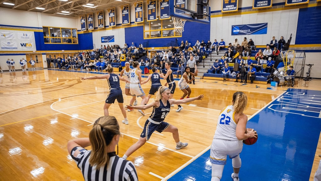 women's basketball game in action