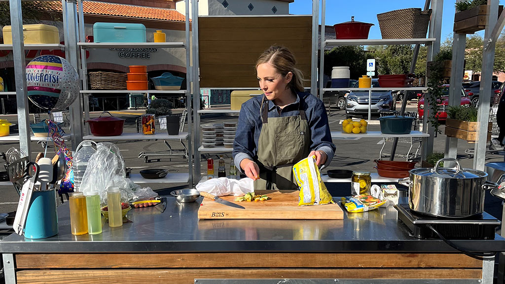 Emily Sullivan'19 cooking on the set of Supermarket Stakeout