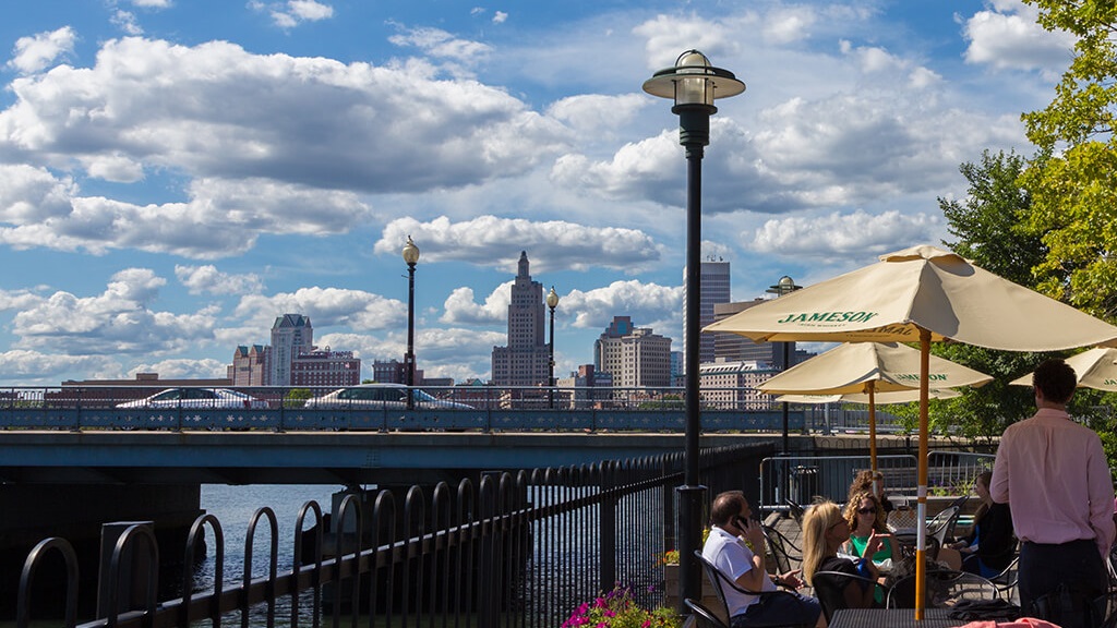 outdoor dining overlooking providence skyline