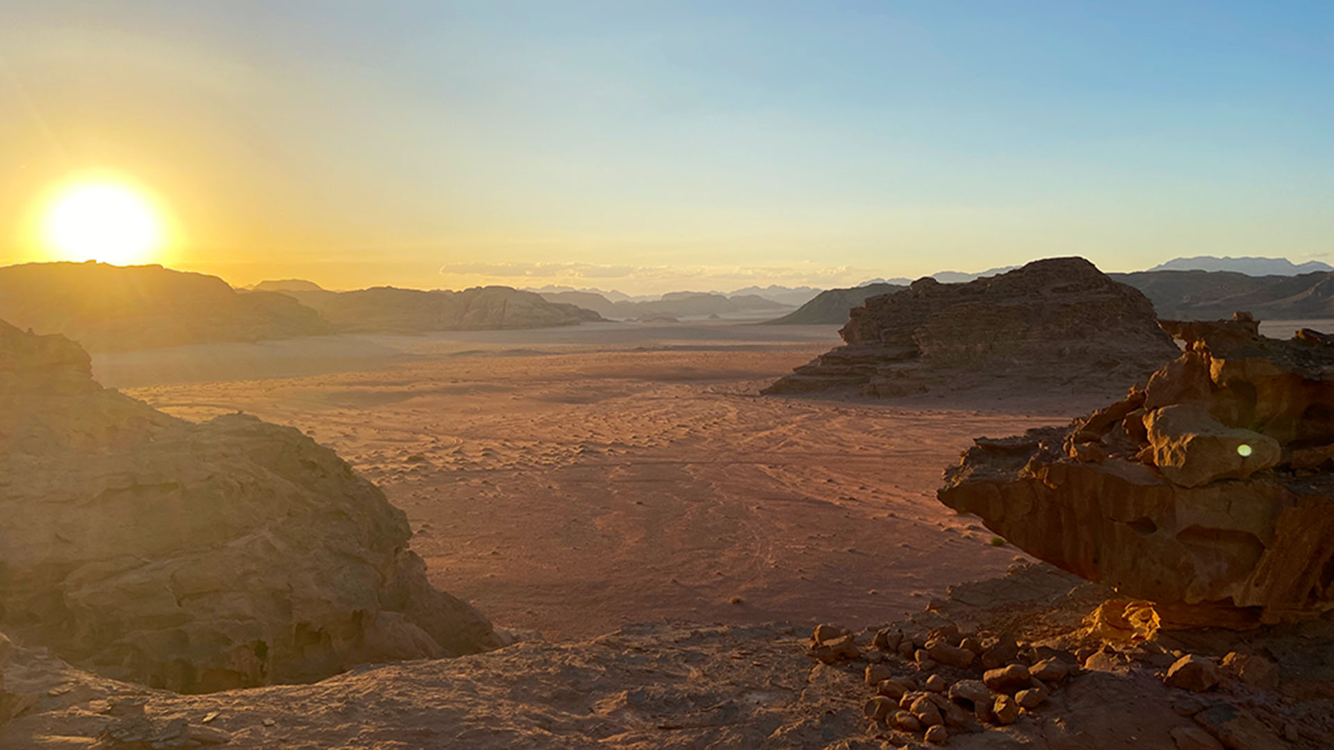 A sunset in the mountains of Jordan