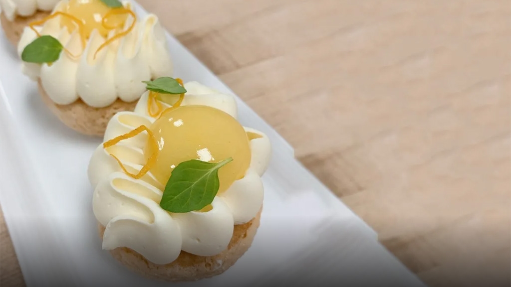 closeup photo of a prepared lemon-thyme choux