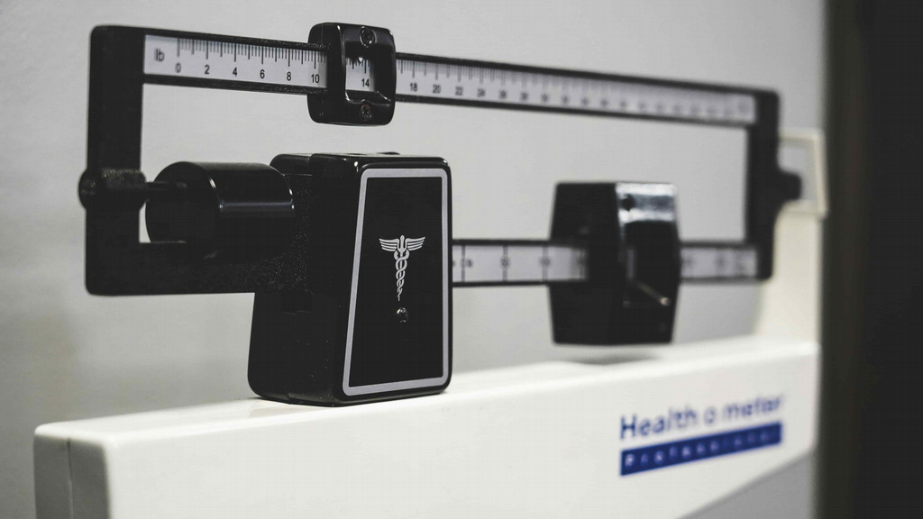 Health scale at a doctor's office.