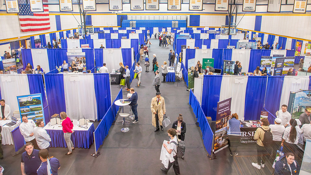 An overhead view of the Career Fair