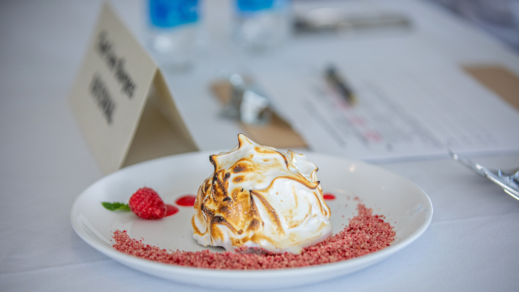 a closeup photo of a plate of Baked Alaska