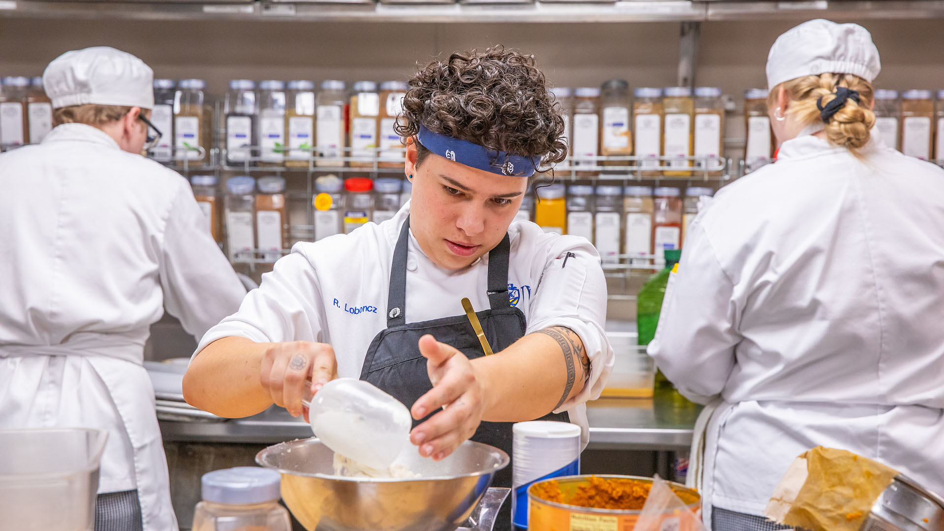 Rence working in the kitchen