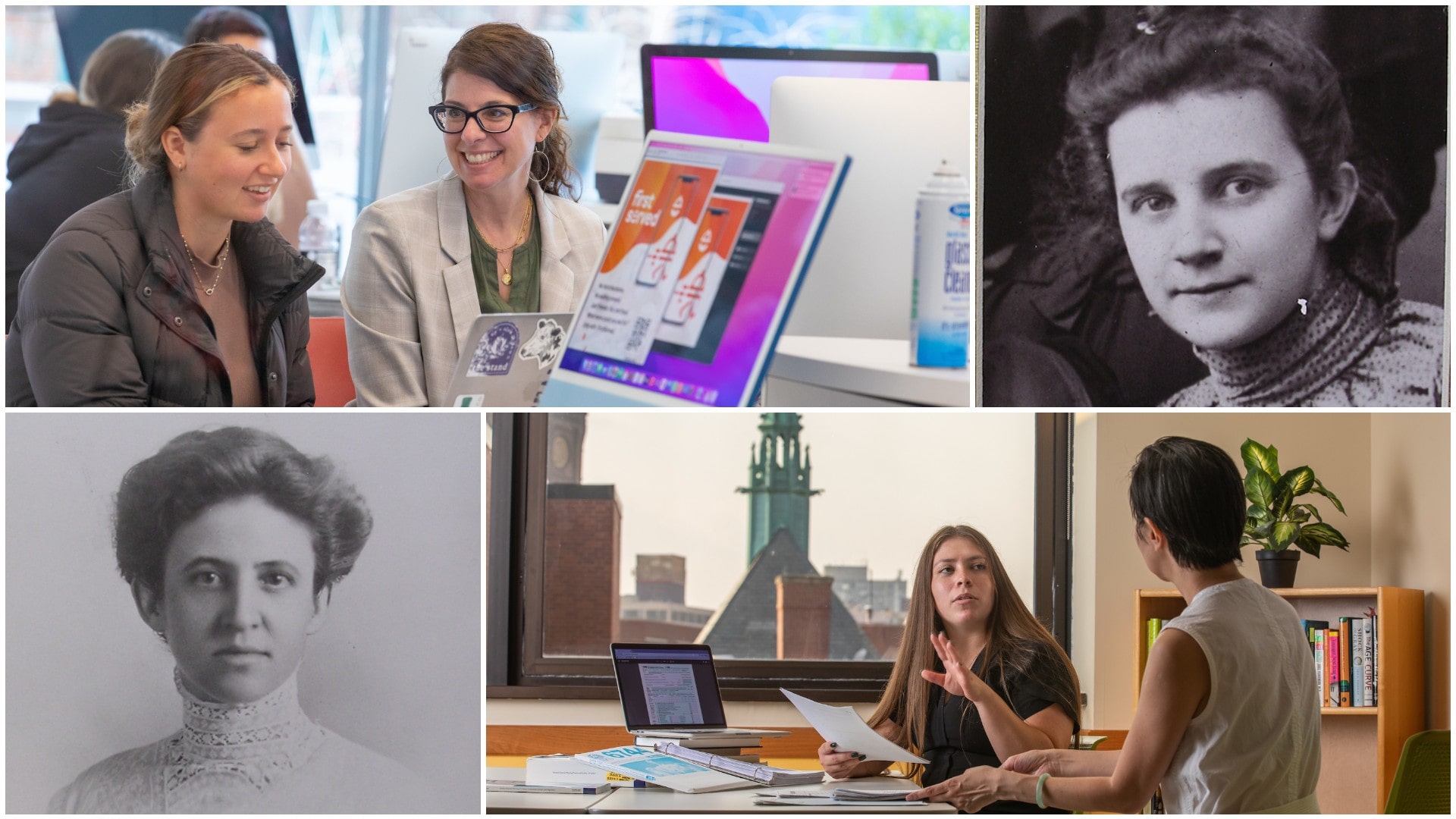 JWU female mentors and leaders, including founders Mary Wales and Gertrude Johnson