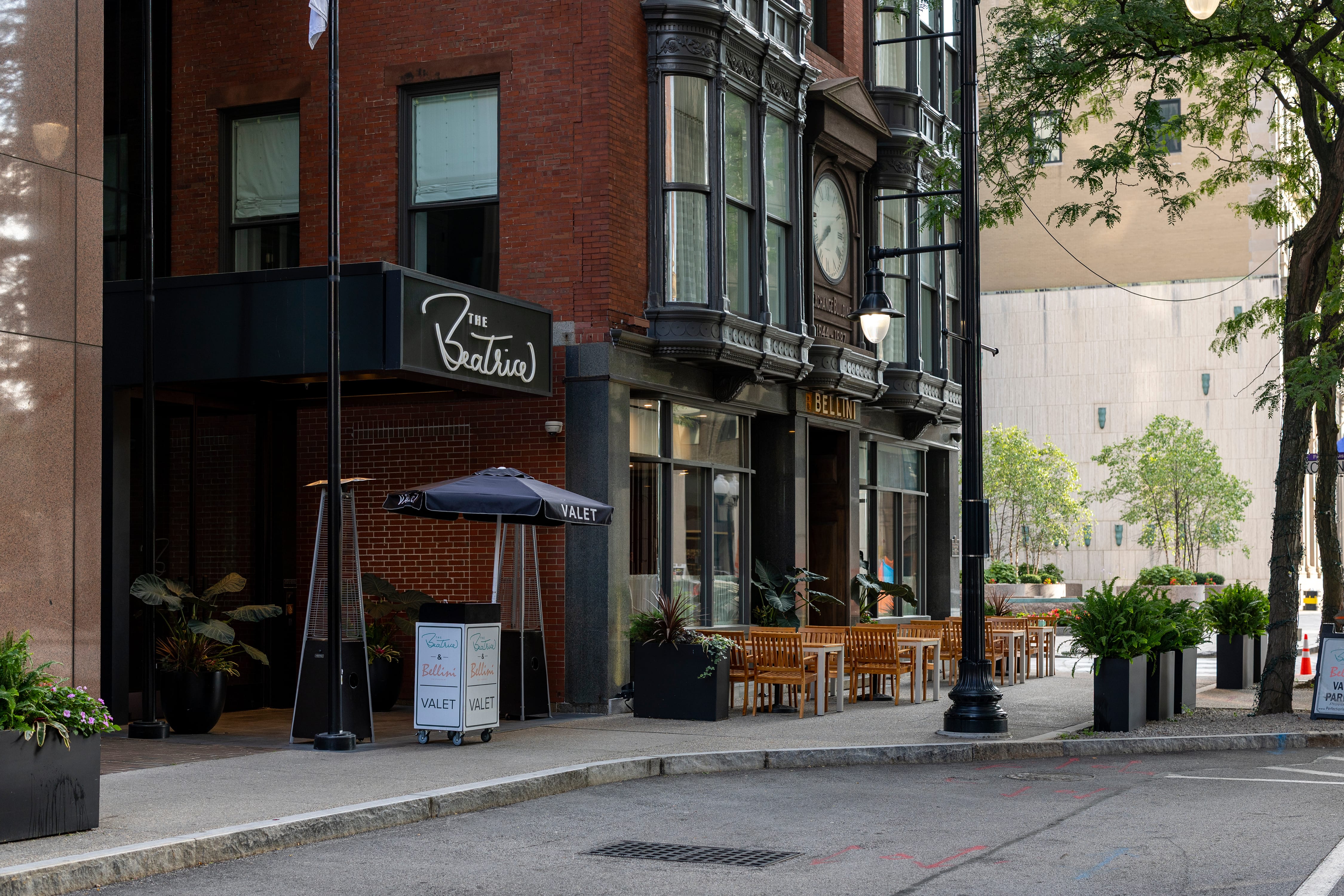 Front entranceway to the luxury, boutique hotel The Beatrice