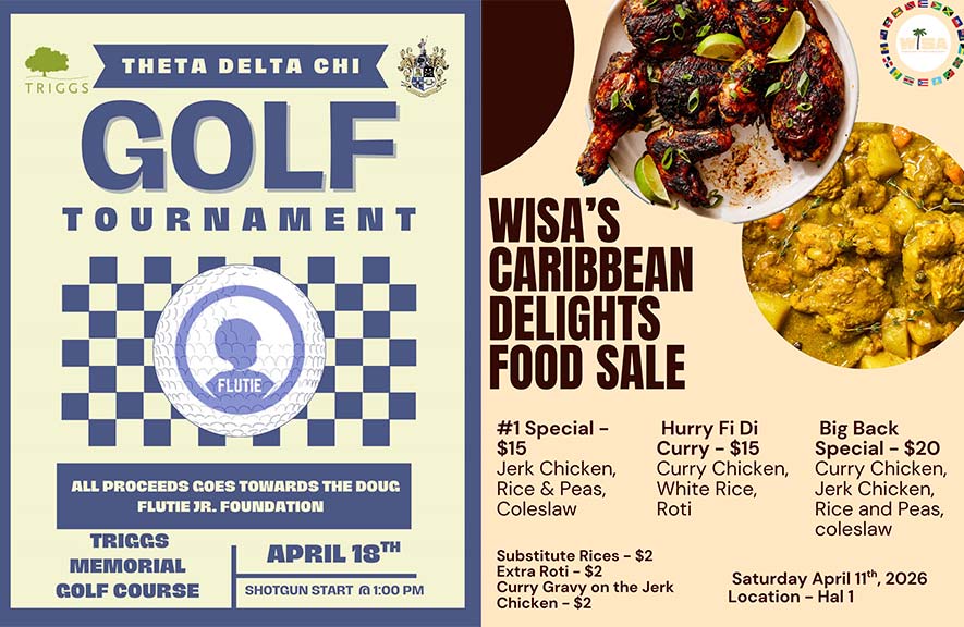 Two posters of upcoming events for a fraternity and club