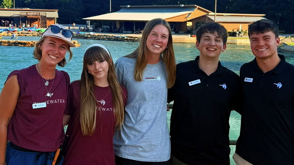 Adolph with fellow college interns at the U.S. National Whitewater Center