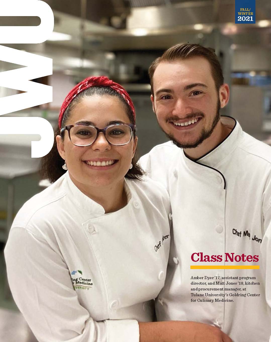 female and male culinary students in white coats