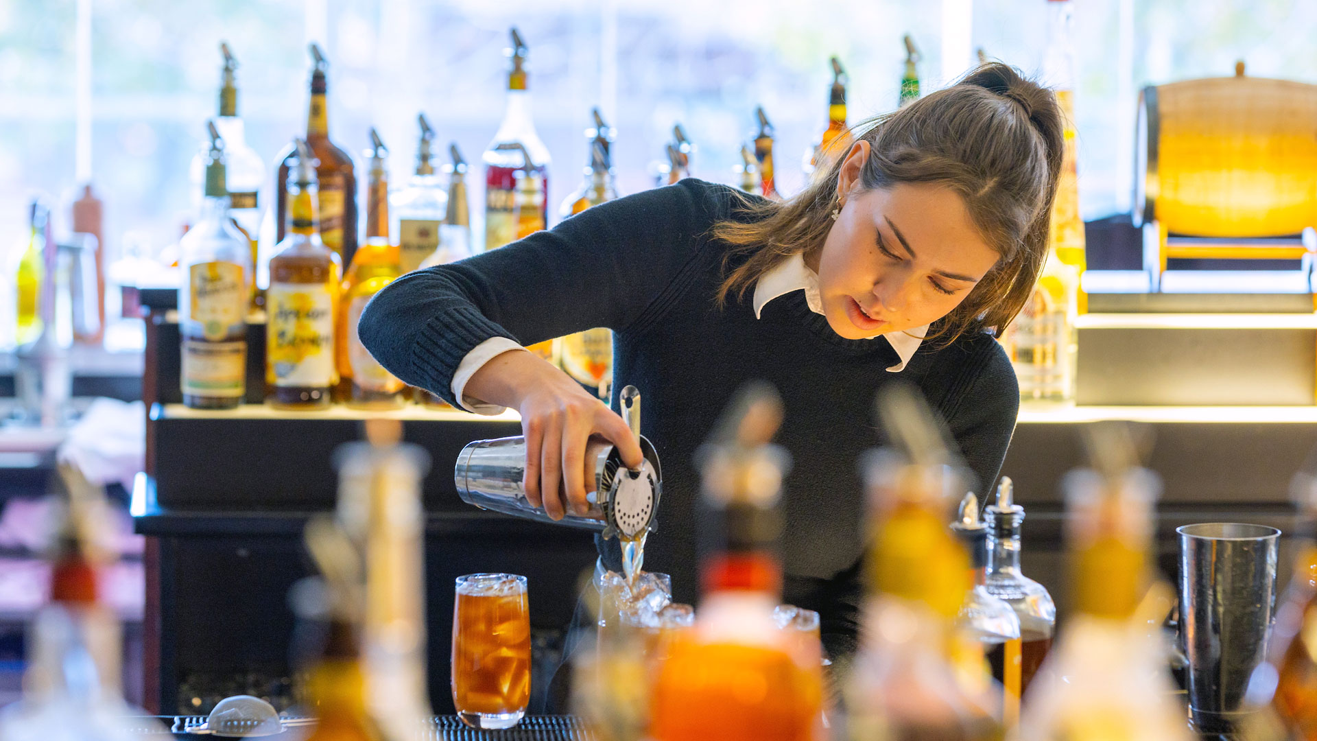 Food and beverage student in lab
