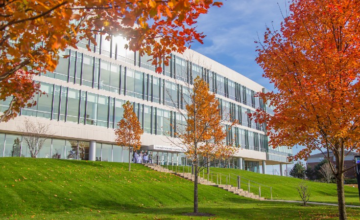 Exterior shot of the CCCE building in autumn