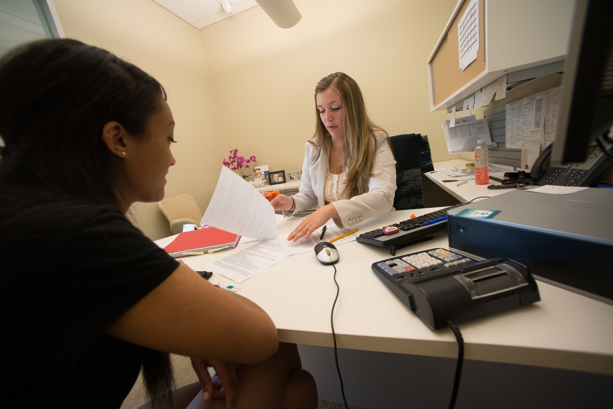 Financial planner discussing options with student