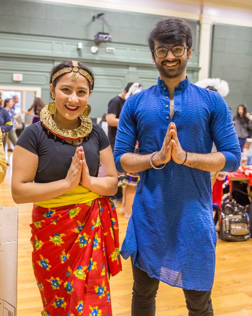 Students celebrating at the World Fest event, a celebration of diverse cultures from around the world.