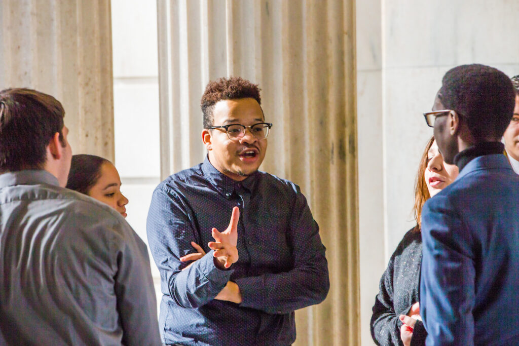 JWU students wait to meet with Rhode Island Secretary of State