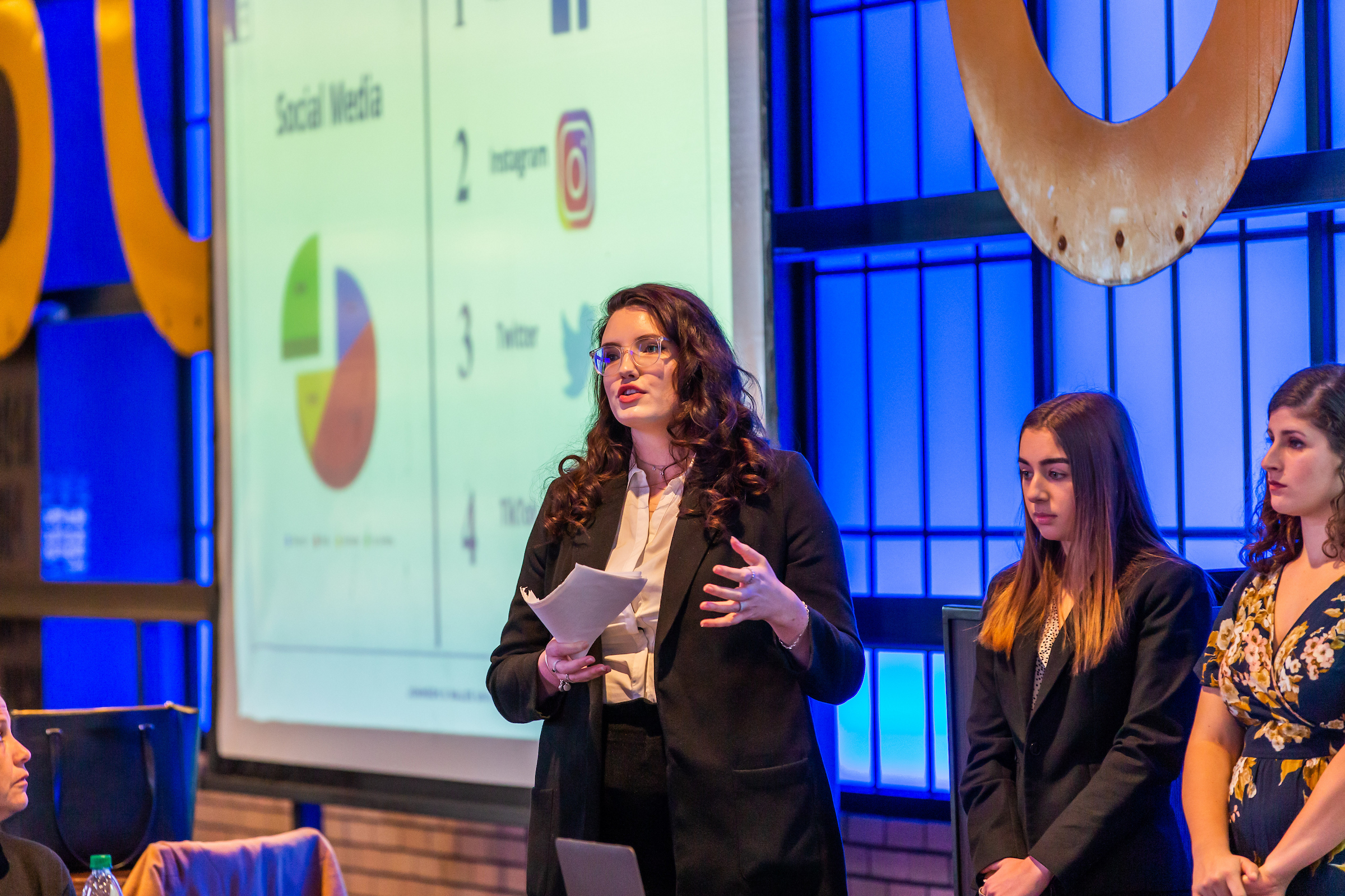 SEEM students gave a presentation to TD Garden officials encapsulating research done during a Directed Experiential Education (DEE) learning opportunity this past term. Photos Mike Cohea 2020