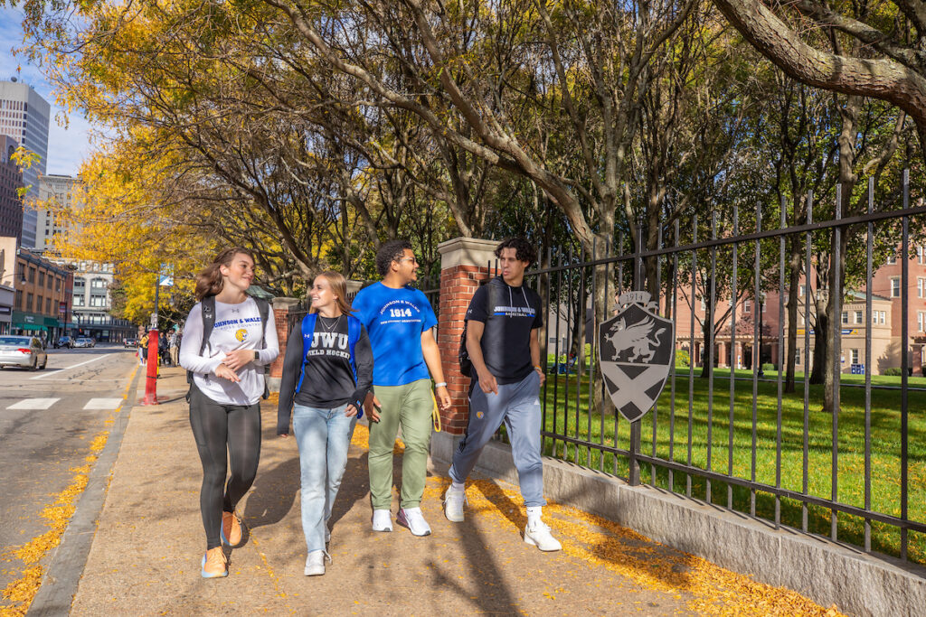 Students walking in front of Gaebe Commons