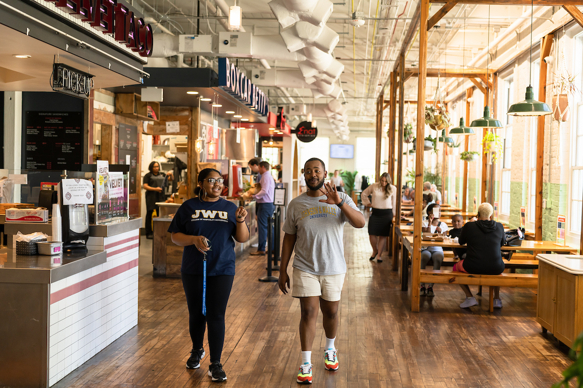 Students in a local restaurant in downtown Charlotte