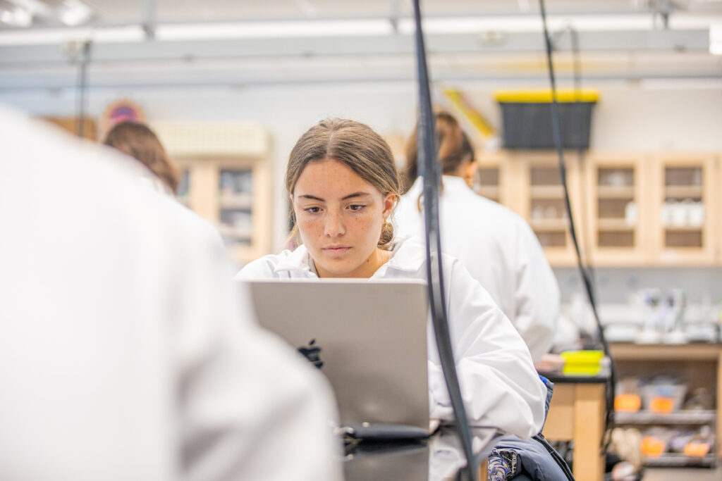 Student in biology lab