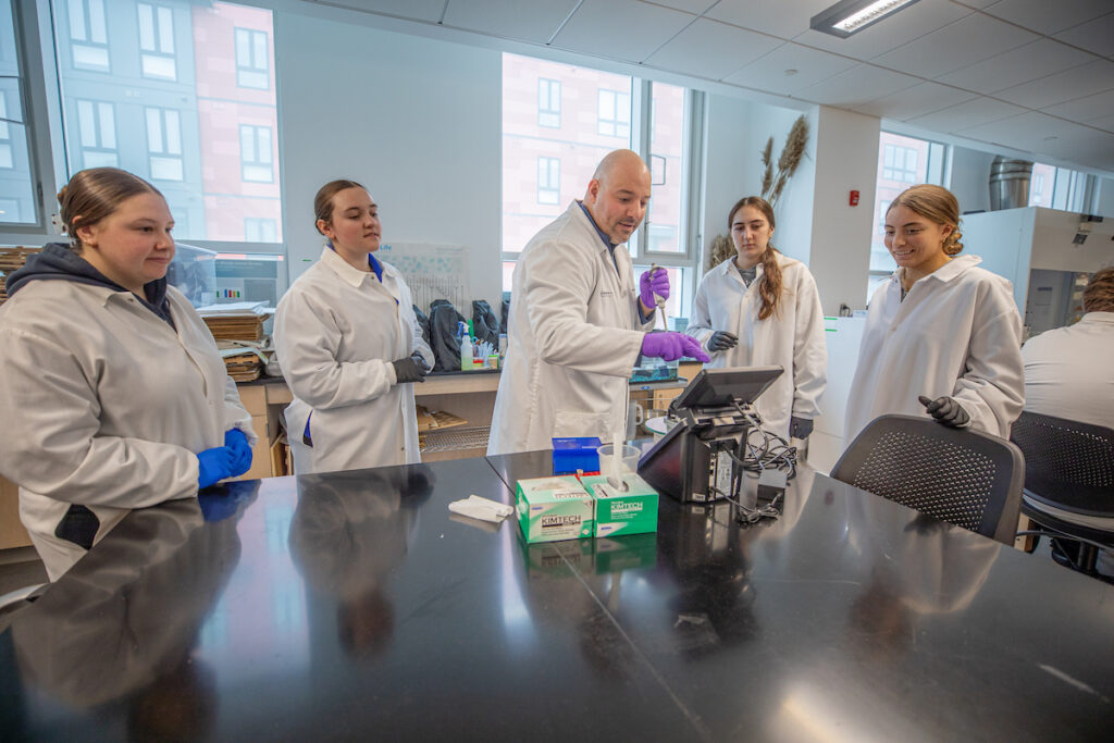 Science students in lab classroom
