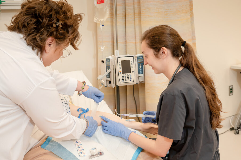 Nursing student in Charlotte simulation lab