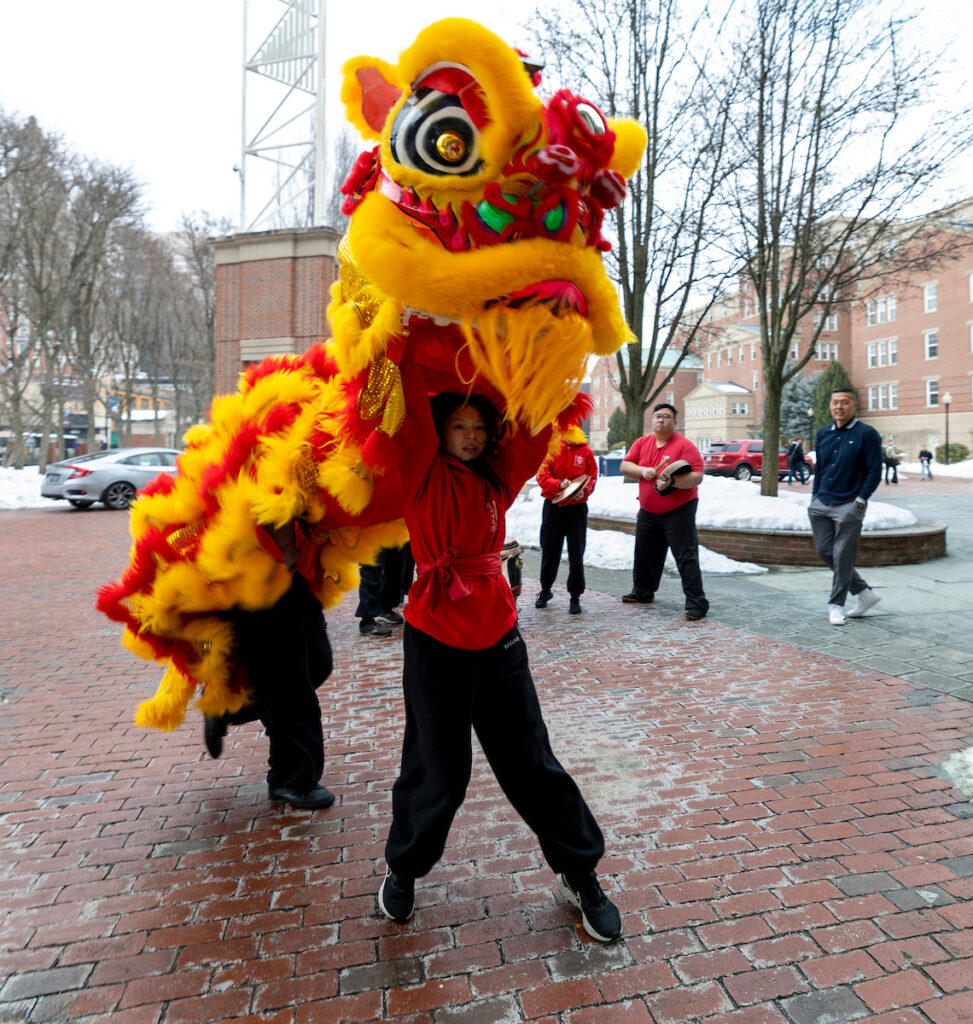 The Rhode Island Kung Fu Club performs a ceremonial dragon dance to celebrate the Lunar New Year