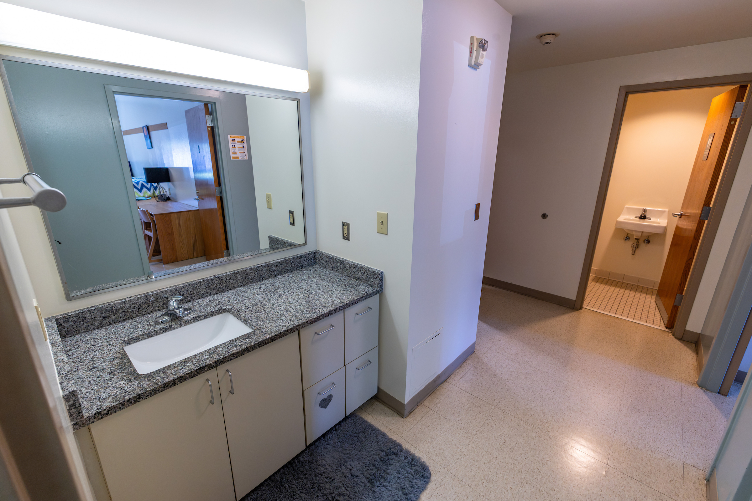 Inside a Cedar Residence Hall restroom