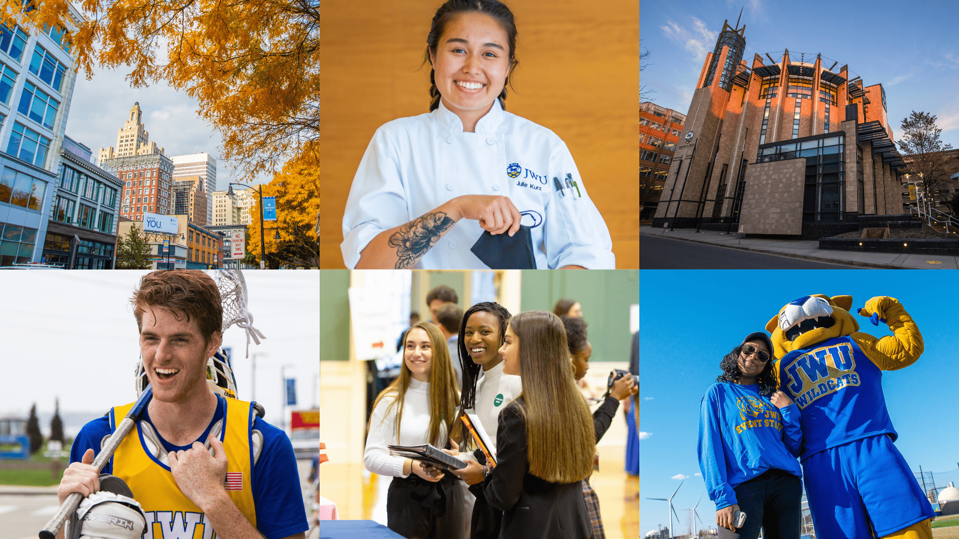 Collage of six images showing students enjoying themselves.
