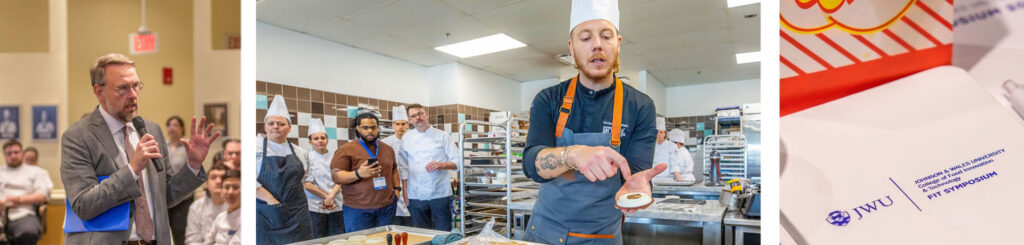 A collage of images from the 2021 FIT Symposium - presentation speakers and chefs in action