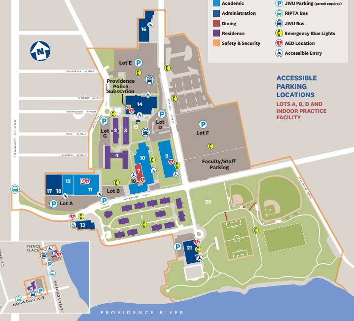 map of jwu providence harborside campus