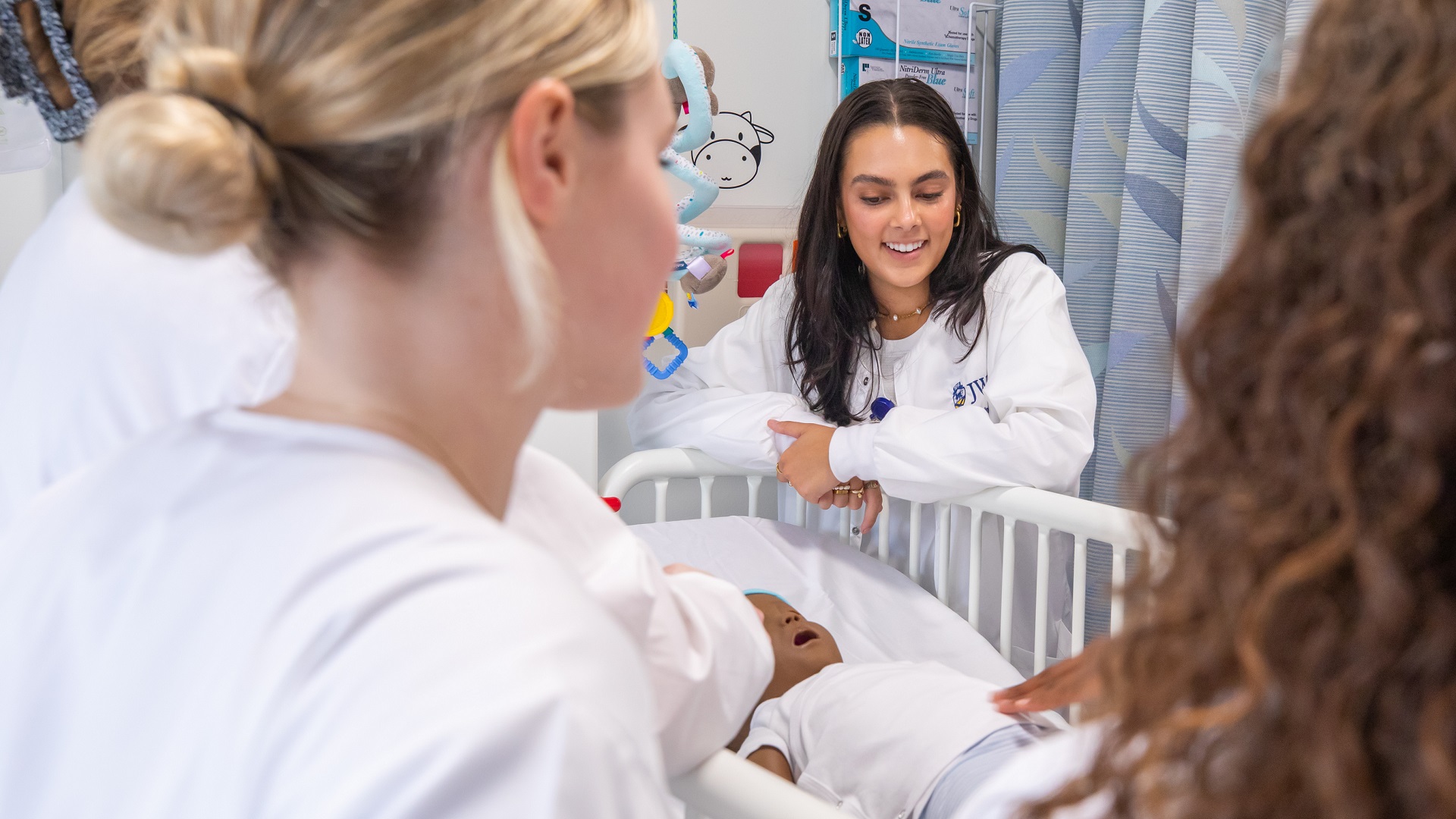 View of the central simulation center that is part of JWU Charlotteu2019s Nursing lab suites and facilities.
