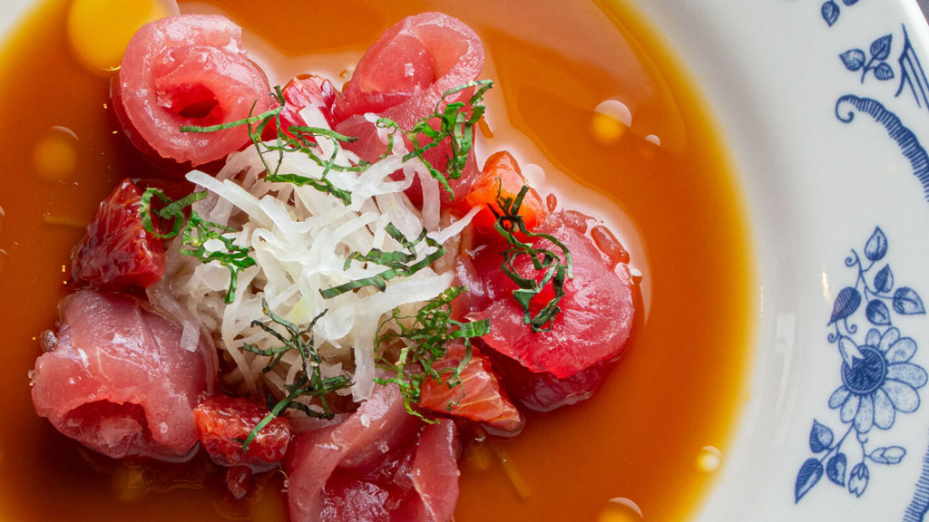 Tuna crudo from the December 2024 JWU pop-up at Clementine.