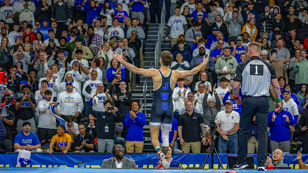 Hayden Brown hyping up the crowd