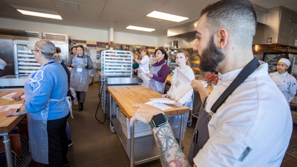 Callebaut Academy’s Frank Carrieri '15 leads the Adaptive Pastry workshop during the FIT Symposium.
