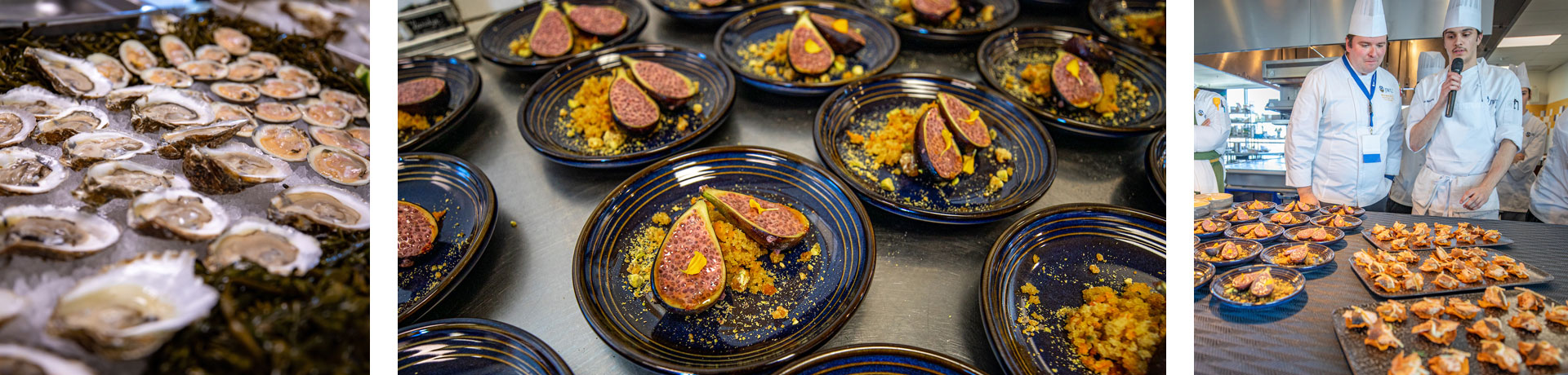 Local shellfish and student-created dishes on display at the FIT Symposium.