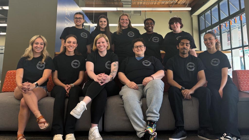 From left to right, top row: Madison Morais, Abigail Nosal, Madalyn Lyons, Cierra Bradford and Haylee Canadas. Bottom row: Lilly Oliveira, Jadyn Torres, Kelsey Gately, Samantha Rosenthal, Steve Jacob and Andrea Avila.