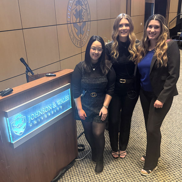 Gabrielle Tringali, Jordyn Miller and Isabella Mock in Hance Auditorium.