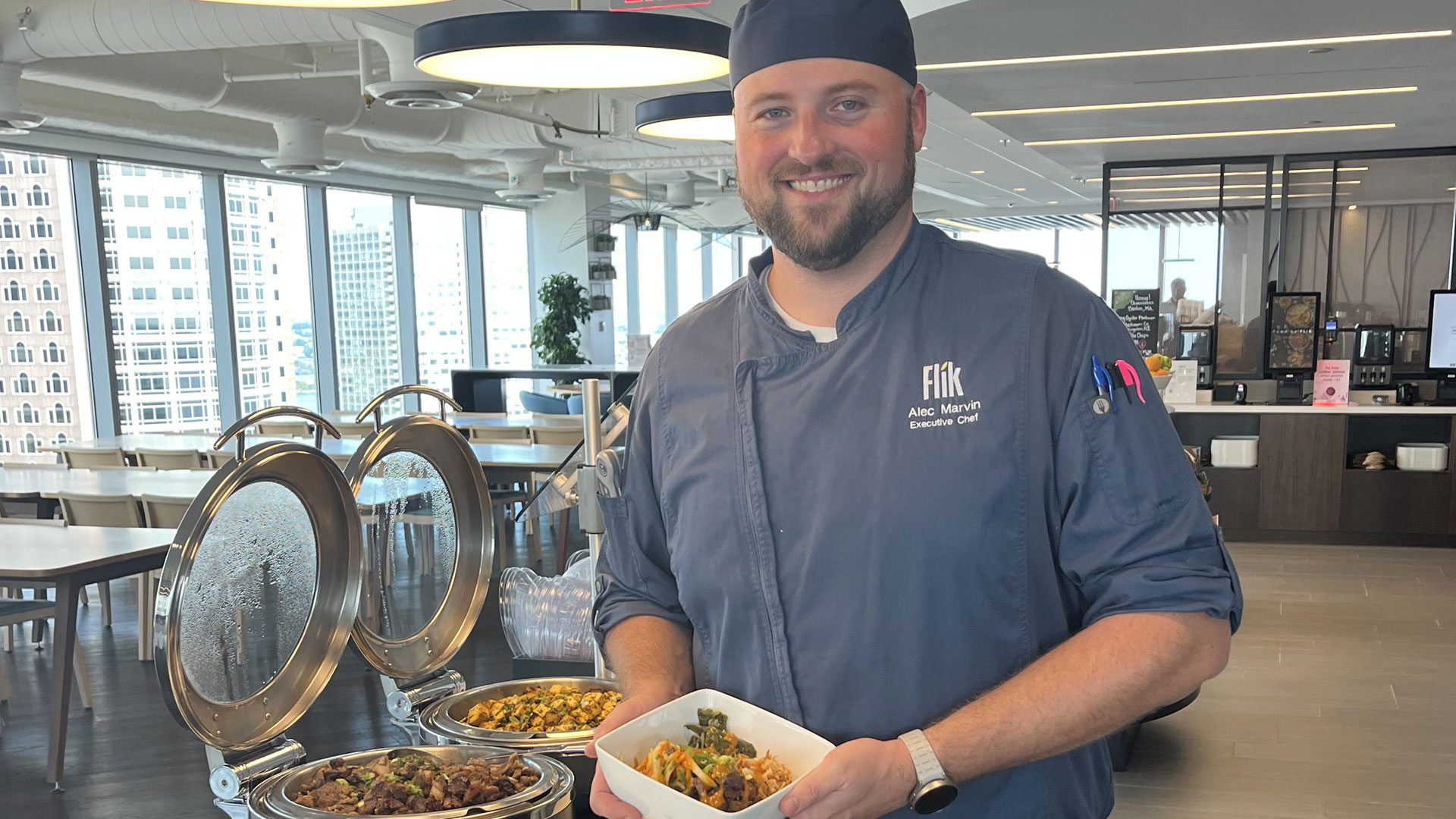 Alec Marvin u201915, u201916 MBA, a general manager for one of Compass' food service sites