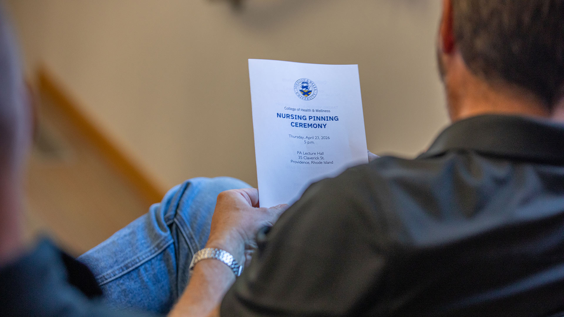 a closeup of a program for a nursing pinning ceremony