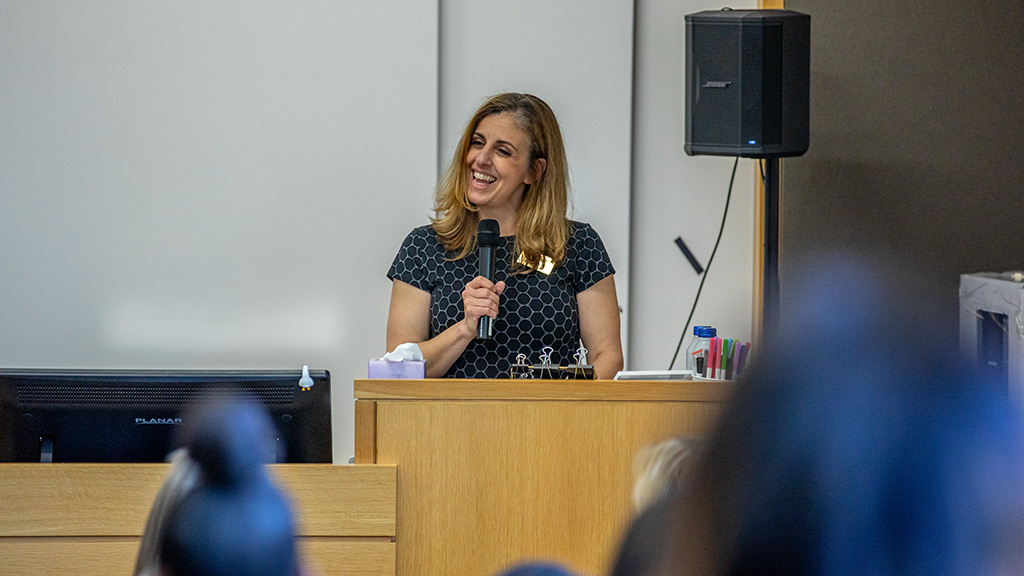 Associate Professor MaryBeth Vieira addresses the ABSN cohort