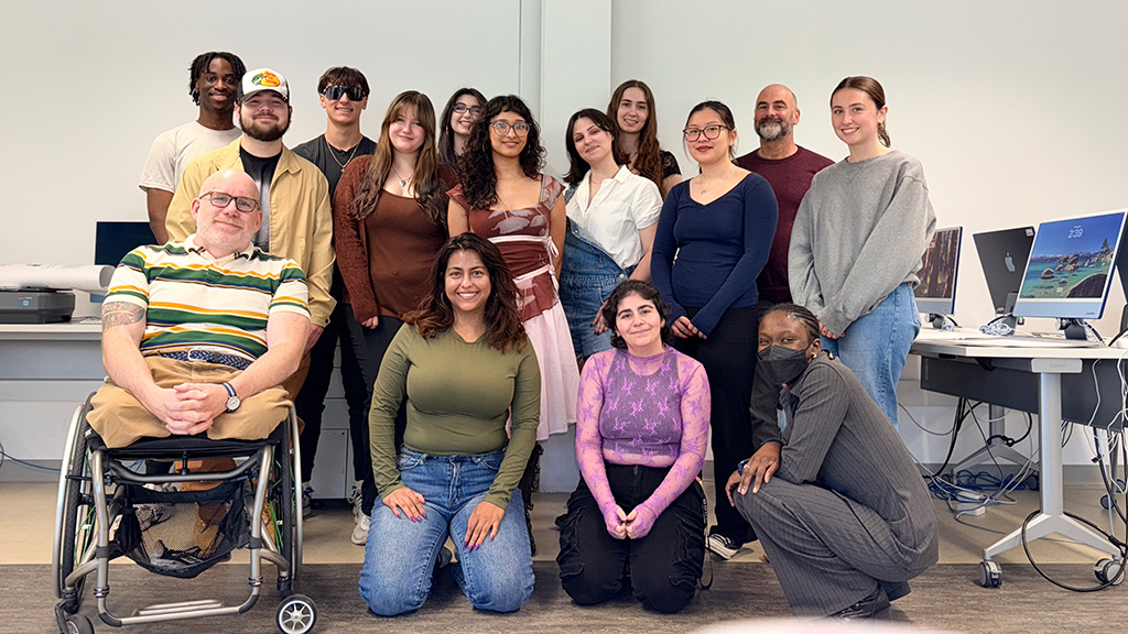 Design students in the classroom with Professor Tim Cox