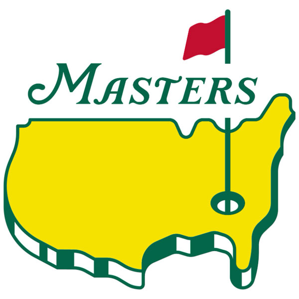 Logo for the Augusta Masters tournament (yellow map of the US with a flag planted in Georgia).