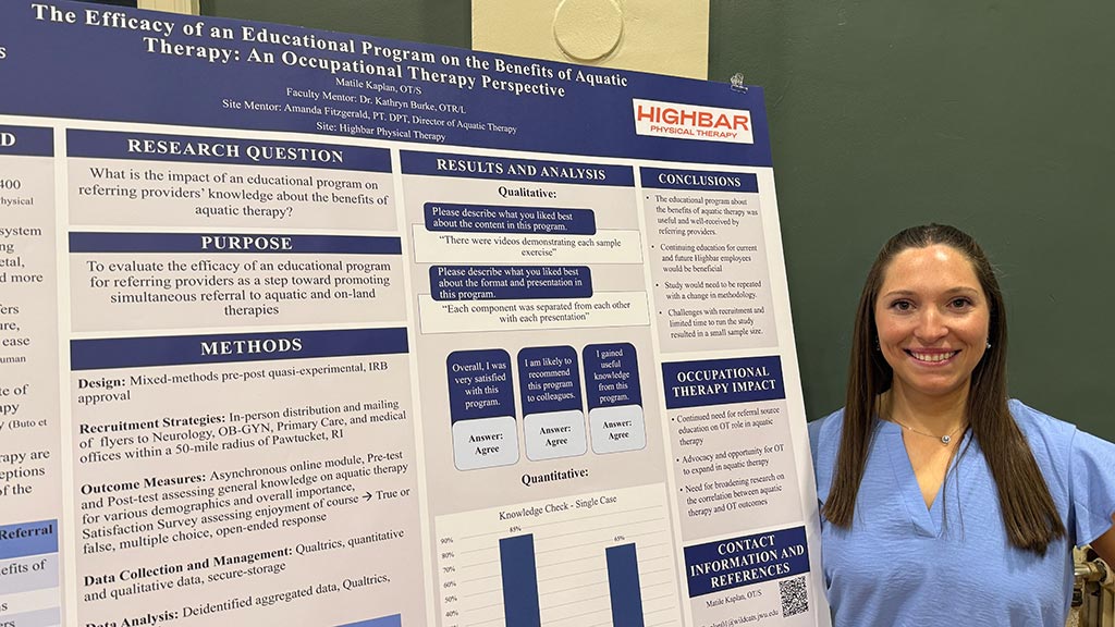 Matile Kaplan '26 OTD with her capstone poster