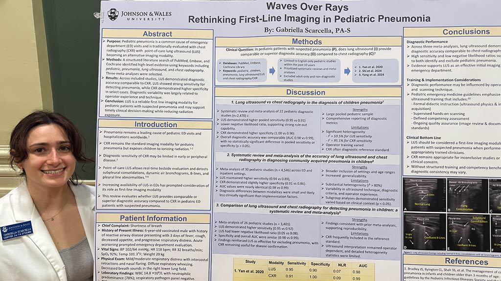 Gabriella Scarcella '26 MSPAS with her capstone poster