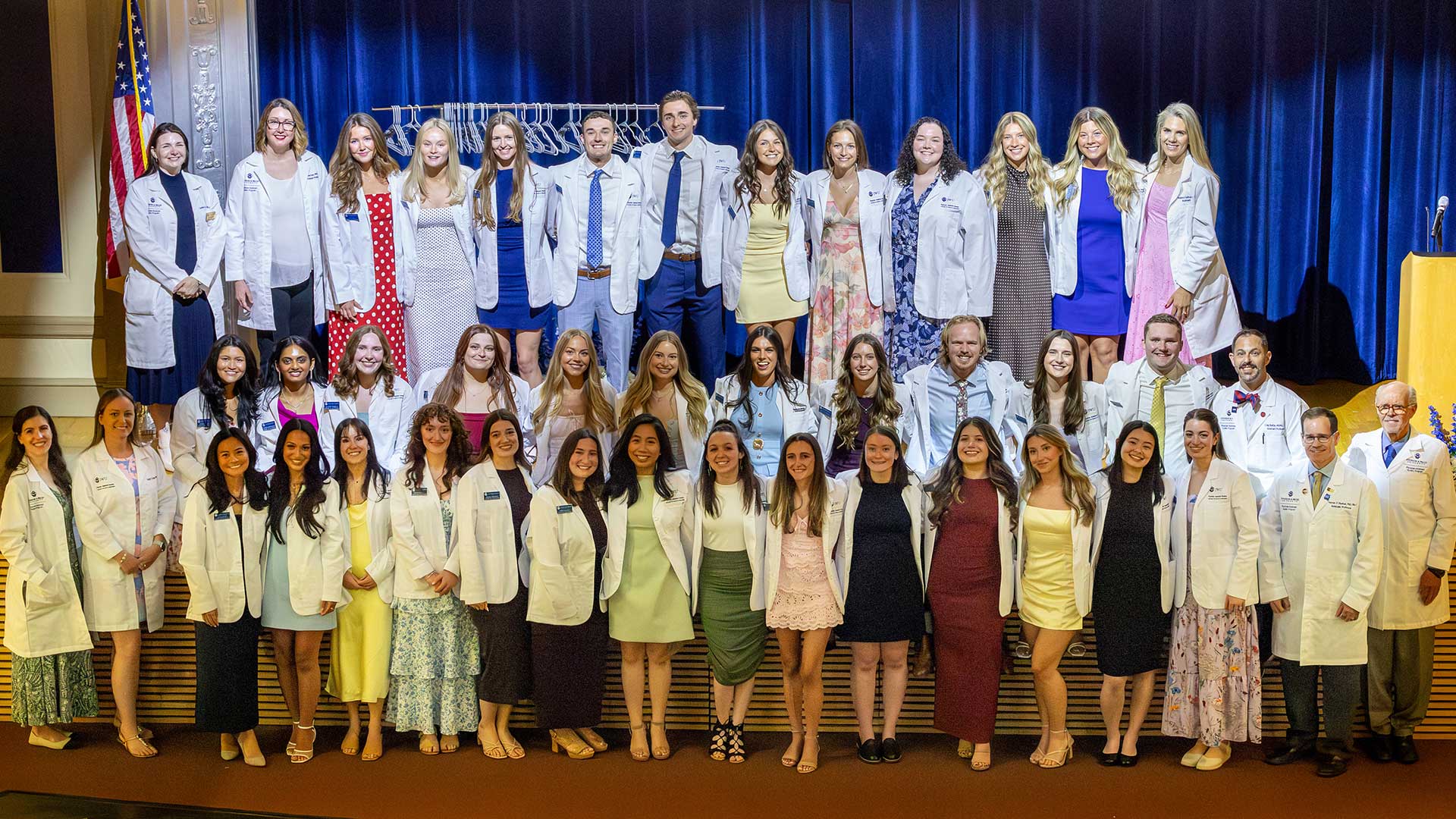 group photo of the JWU Physician Assistant Studies cohort and their faculty