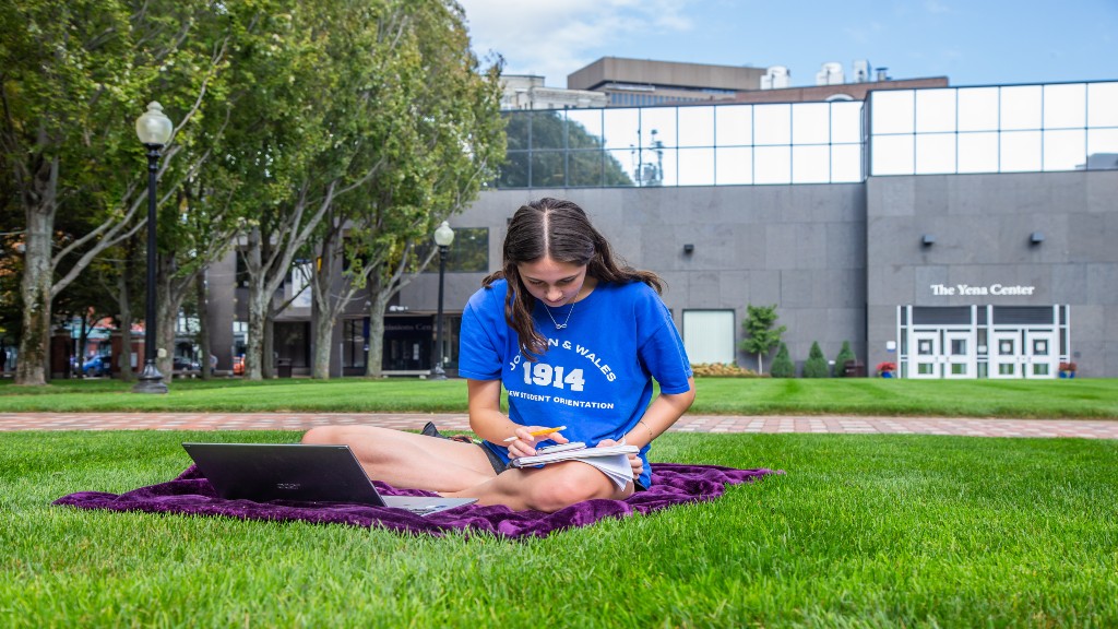 Student working on Gaebe Commons